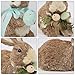 DR.DUDU Set of 2 Easter Decorations Bunny Figurines with Eggs, Spring Straw Rabbit Tabletop Decor, Rustic Sisal Bunny Statues Springtime Decor for Home Table Office Kitchen Farmhouse