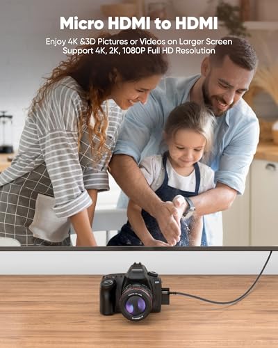 Image of Highwings 4K Micro HDMI to HDMI Cable 10 FT, Micro Male to HDMI Male Cable Nylon Braided Cord Adapter 2.0 4K@60HZ 2K@165HZ 18Gbps Compatible with Laptop Camera Monitor HDMI to Micro HDMI Black