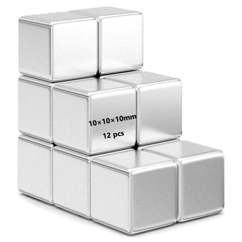REALTH Square Magnets 12Pack Neodymium Magnetic Cube 0.39 Inch, Rare Earth Magnets for Research Industrial Purposes Educational