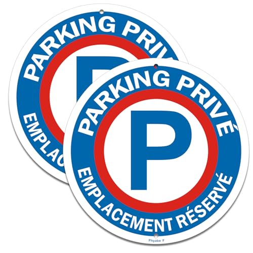 Phyabe Panneau Parking Privé Emplacement Réservé Aluminium - 2 Pièces, 25 x 25cm Panneau De Signalisation, Résistant aux UV, Imperméable