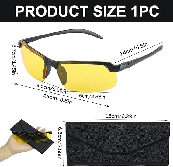 Lunettes de Conduite Nocturne Polarisées Anti-Éblouissement avec Protection UV400, Lentilles Jaunes pour Hommes et Femmes, Idéales pour la Conduite de Nuit, la Marche et le Cyclisme
