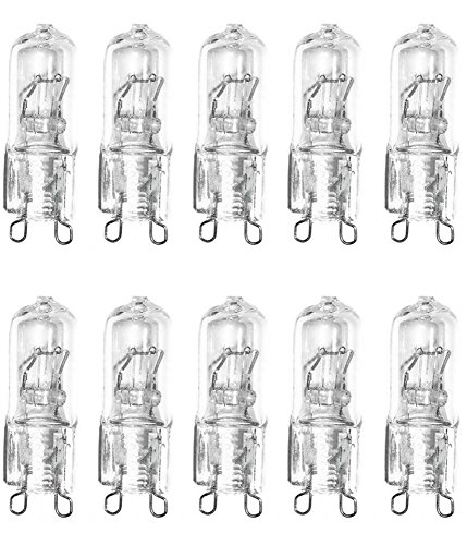 (10-Pack) 35 Watt Clear JC Type 35W G9 120 Volt 35Watts 120V Halogen G9 Bulbs T4 Looped Bi Pin
