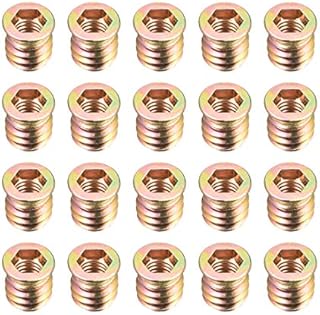 sourcing map Wood Furniture M6x15mm Threaded Insert Nuts Interface Hex Socket Drive 20pcs