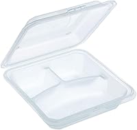 Vista 2 de HUBERT Contenedor reutilizable para llevar con 3 compartimentos de polipropileno, 9 pulgadas de largo x 9 pulgadas de ancho x 3 1/8 pulgadas de alto
