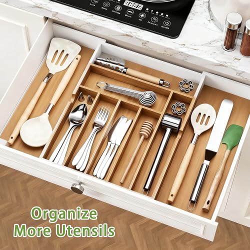 Bamboo-Expandable-Silverware-Drawer-Organizer-Adjustable-Utensil-Tray-Cutlery-Holder-for-Kitchen-Drawer-Flatware-Storage-Organizer-for-Spoons-Forks-and-Knives-Natural-5-Slot