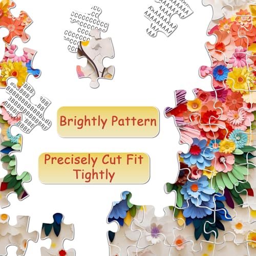 Image of iDream 1000 Pieces Jigsaw Puzzle - Artistic 3D Design, Colorful Wall Decor, Challenging Puzzle Gift for Friends & Family (Flower Butterfly)