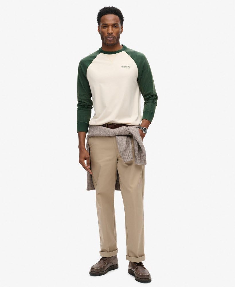Superdry Herren Essential Baseball-Oberteil mit Langen Ärmeln und Logo