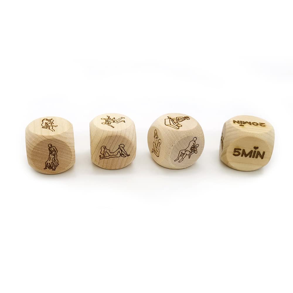 Set De 4 Dés D’exercice En Bois – Fitness Et Activité Sportive – Jeu Familial, Fête Ou Bar – Dimensions 3x3x3 Cm