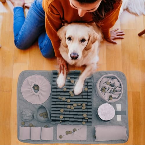 Hund SchnüFfelteppich, Waschbar Trainingsmatte Futtermatte SchnüFfelteppich FüR Hunde Riechen Trainieren Trainingsmatte Gegen Langeweile Und Anregung LangsamfüTterungsunterlage FüR Welpen(66 * 42cm)