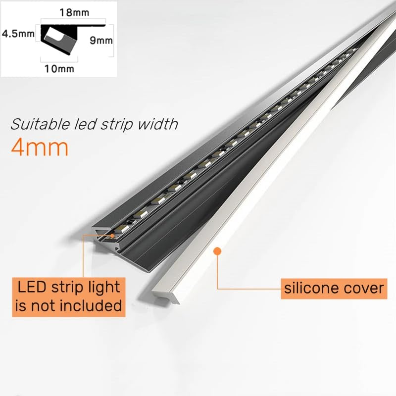 Perfil lineal de aluminio para LED 45 grados 50cm miniatura 3