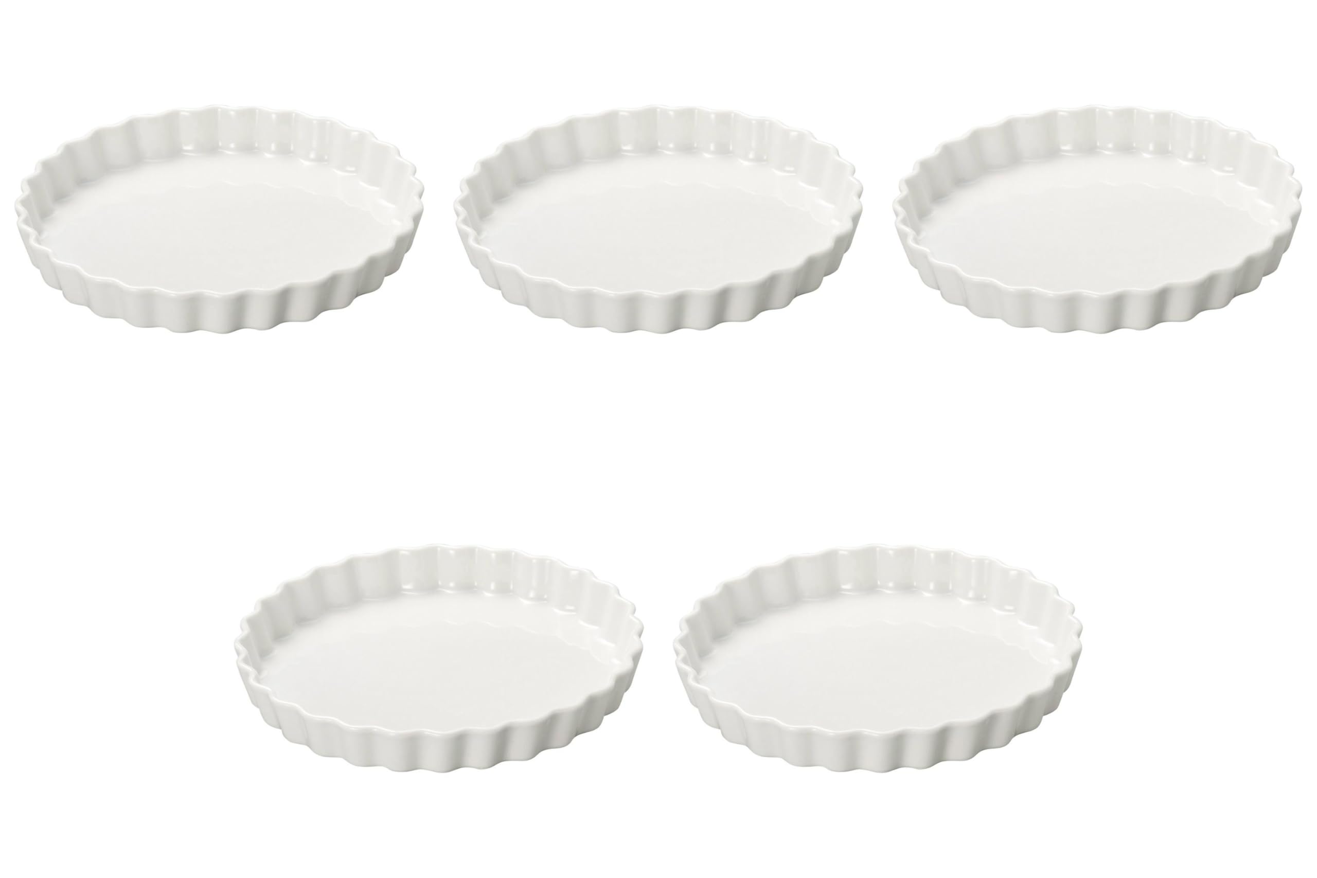 Set of 5, White Round 8 Pie Plate, 7.9 x 1.2 inches (20 x 3 cm) | Pie Plate, Ceramic, Setomonohonpo