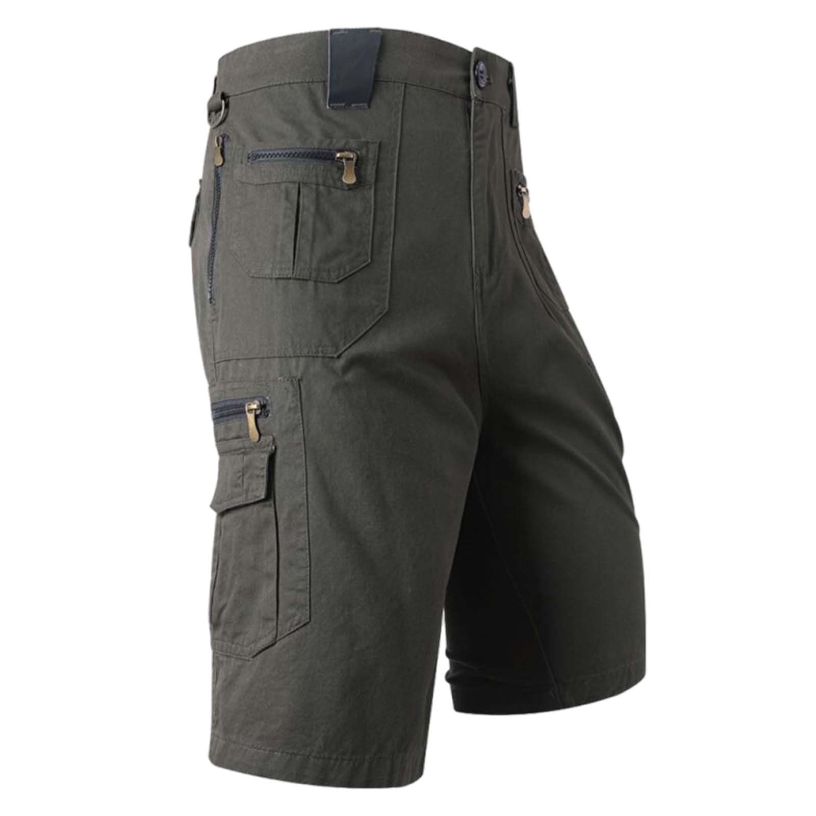 BUKKNYE Mens Army Casual Work Cargo Combat Camouflage Shorts Cotton Chino Half Pant Camo(Grey,M)