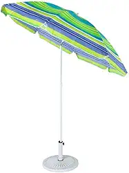 Guarda-sol de Praia Caribe, 150cm Diâmetro, Poliéster, Proteção Solar, Estrutura em Aço, Azul, Altura Regulável até 180cm, Circular, para Praia Pisccina Quintal Parque Lazer Pesca