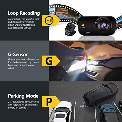 Dual Dash Cam, ZEdge Z3D 2.7" Screen Dual 1920 X 1080P Dash Cam Front