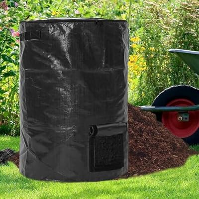 Large Compost Bin Bags,Garden Compost Bin Bags 80 Gallon(300L) Outdoor Collapsible Garden Yard Garbage Cans Fallen Leaf Bag (Black 1pc)