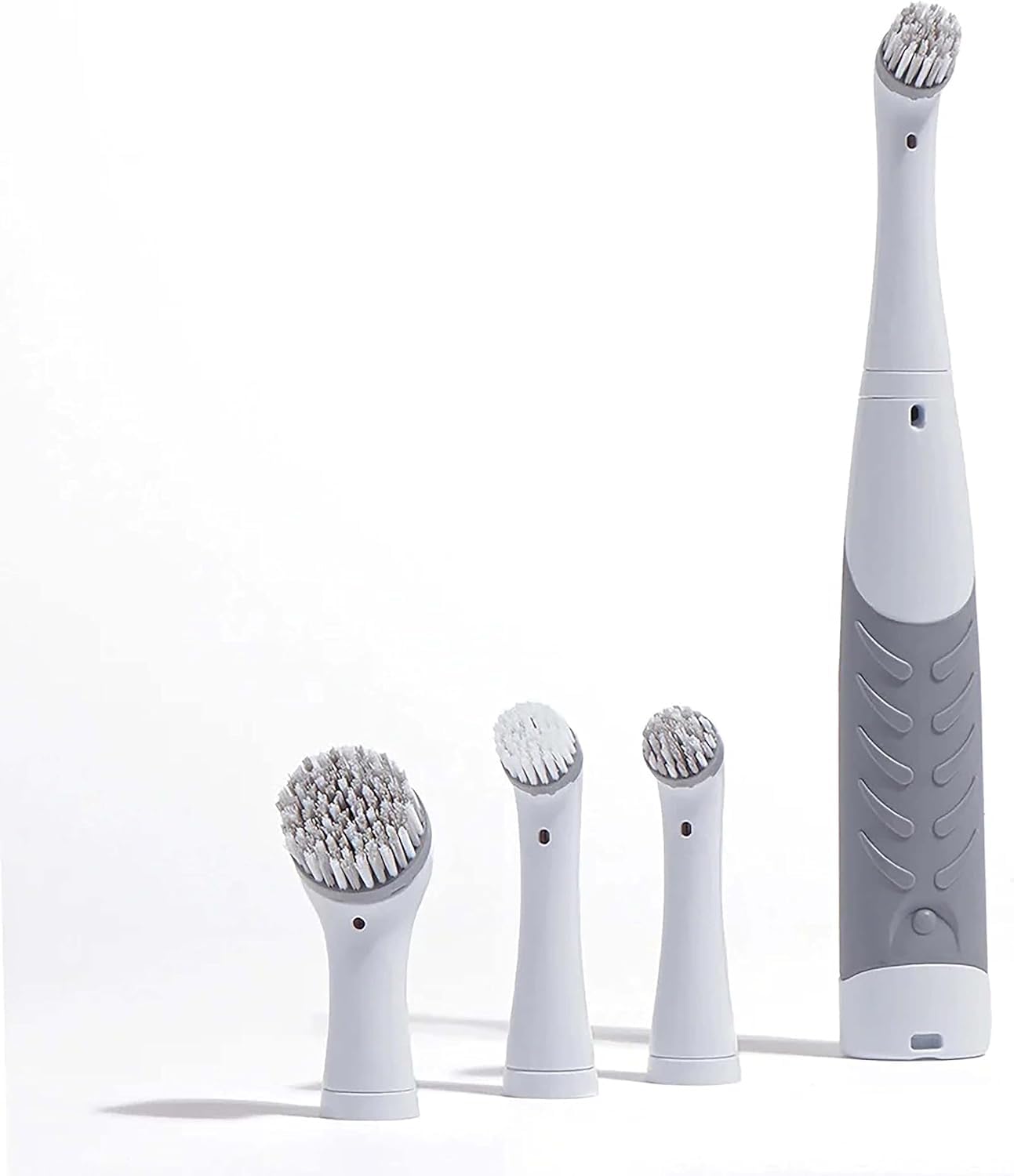 AAMEN White & Grey Electronic Cleaning Brush with 3 Brush Heads, Deep Clean Scrubber Set For Bathroom, Showers, Grout Lines, Kitchen, Skirting Boards (3Pcs) — image 1