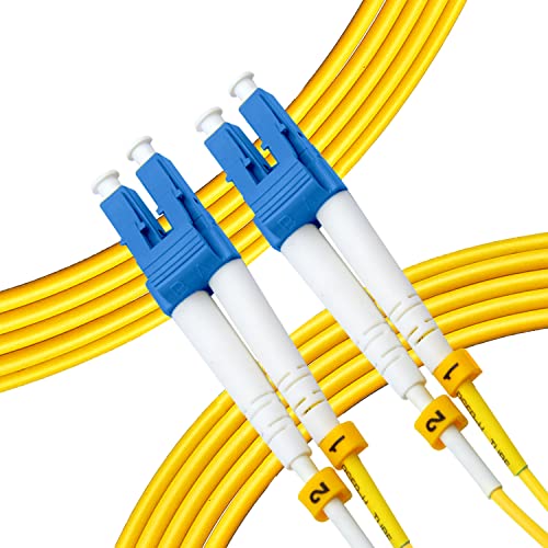 Newyork Cables™ 1M OS2 LC to LC Fiber Patch Cable | Single Mode Duplex Corning 9/125 LC to LC Jumper Cord | High Speed LC LC Fiber Optic SMF 1 Meter (3.28ft) | LC-LC Singlemode Network Cable (Yellow)