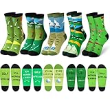 FestiKiva Golf Socken für Männer, Lustige Baumwollsocken Geschenke Bequeme Socken für Geburtstag, Golf Zubehör (5er-Pack-Grün)