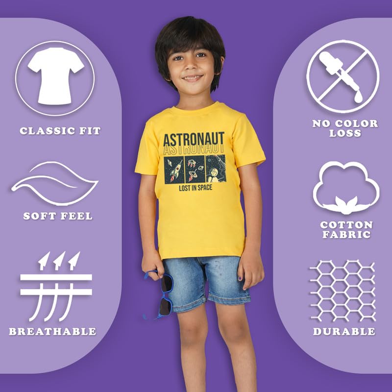 Image of Nusyl Boys Half Sleeves T-Shirt for Kids | Printed Casual Wear | Soft Cotton Blend | Comfortable Regular Fit | 2-16 Years | Multiple Colors & Pack Options