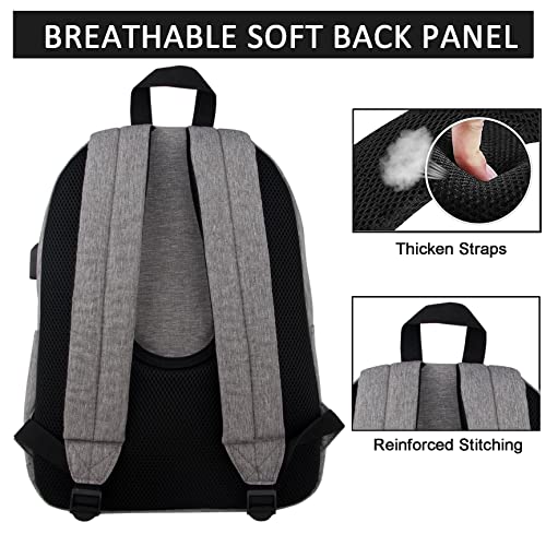 Image of SUPACOOL Casual Laptop Backpack for Men and Women, Backpack for College, USB Charging Port, Lightweight Pack Back(Light grey)