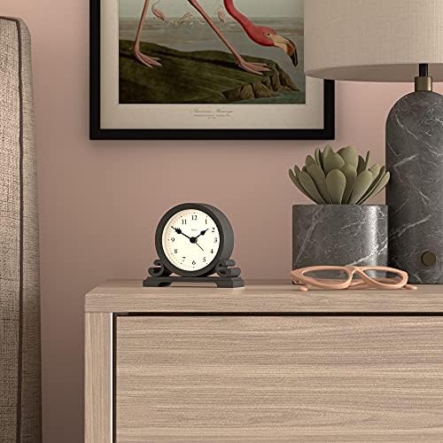 Jones Clocks® Pillow Alarm Clock - Small Classic Design - Bedroom Clock - Living Room Clock - Office Clock - Desk Clock - Mantel Clock - Arabic Numeral Dial (Gravity Grey)