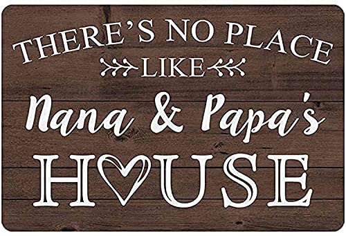 There is No Place Like Papa and Nana‘s House Sign for Kids, Custom Family House Name Decor Sign, Fmaily Name Home Wall Decor Metal Room Sign