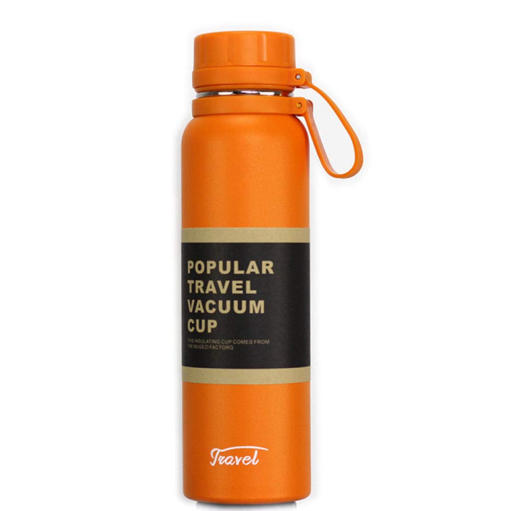 MLLM Edelstahl Trinkflasche Vakuum Isolierflasche,Outdoor-Sportkessel, Auto-Thermoskanne mit großem Fassungsvermögen-Orange_650ml,Doppelwandisolierung Vakuum-Isolierte Thermoflasche