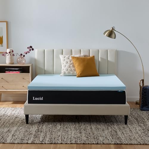 LUCID 3 Inch Mattress Topper Full XL - Gel Infused Memory Foam – Memory Foam Mattress Topper Full – Ventilated Design – CertiPur Certified