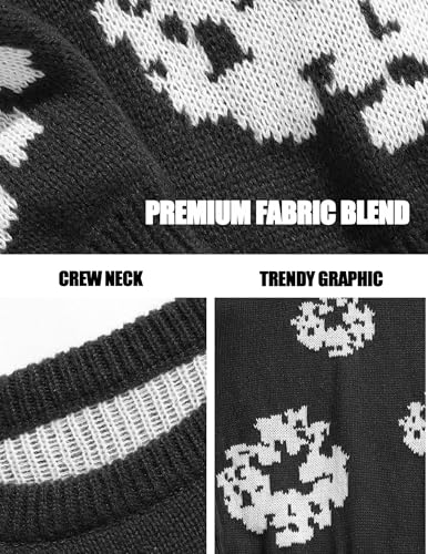 ZAFUL Oversized Mens Sweater Graphic Casual Crewneck Pullover for Y2K Vintage Streetwear Long Sleeve Aesthetic Knitwear3