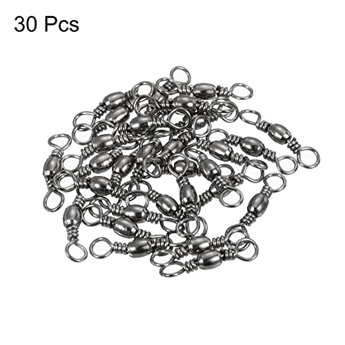 PATIKIL Fishing Barrel Swivel, 30Pcs 55lb Carbon Steel Solid Ring Terminal Tackle, Black - Image 3