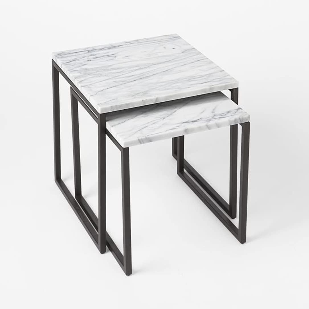 AAMEN Set of 2 Marble Coffee Table, Sofa Table, Side Table【|】 Mettalic Frame Nest Coffee Tables Perfect For Living Room, Office Storage, Kitchen — image 1