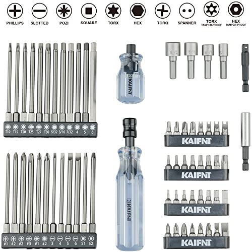 Kaifnt K460 Impact Screwdriving Bit Set With Acetate Handles, 4-Inch Power Bits, Quick-Change Screwdrivers, 60-Piece #TOP2