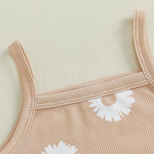 GOOCHEER Infant Baby Girl Summer Romper Jumpsuit Daisy Halter Sleeveless Bodysuit Summer One Piece Outfit3
