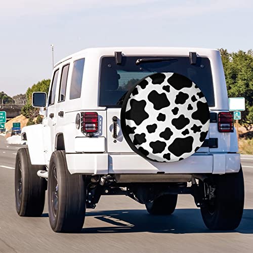 Image of Lovely Animal White Cow Print Spare Tire Cover Dust-Proof Wheel Tire Cover Fit Trailer, RV, SUV and Many Vehicle 18inch