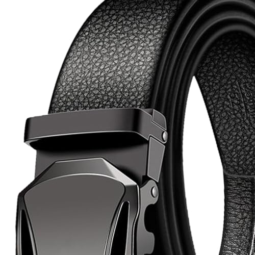 misppro Men's Automatic Ratchet Belt with Faux Leather Strap and Scratch Resistant Buckle for Business Casual Wear- Style B3