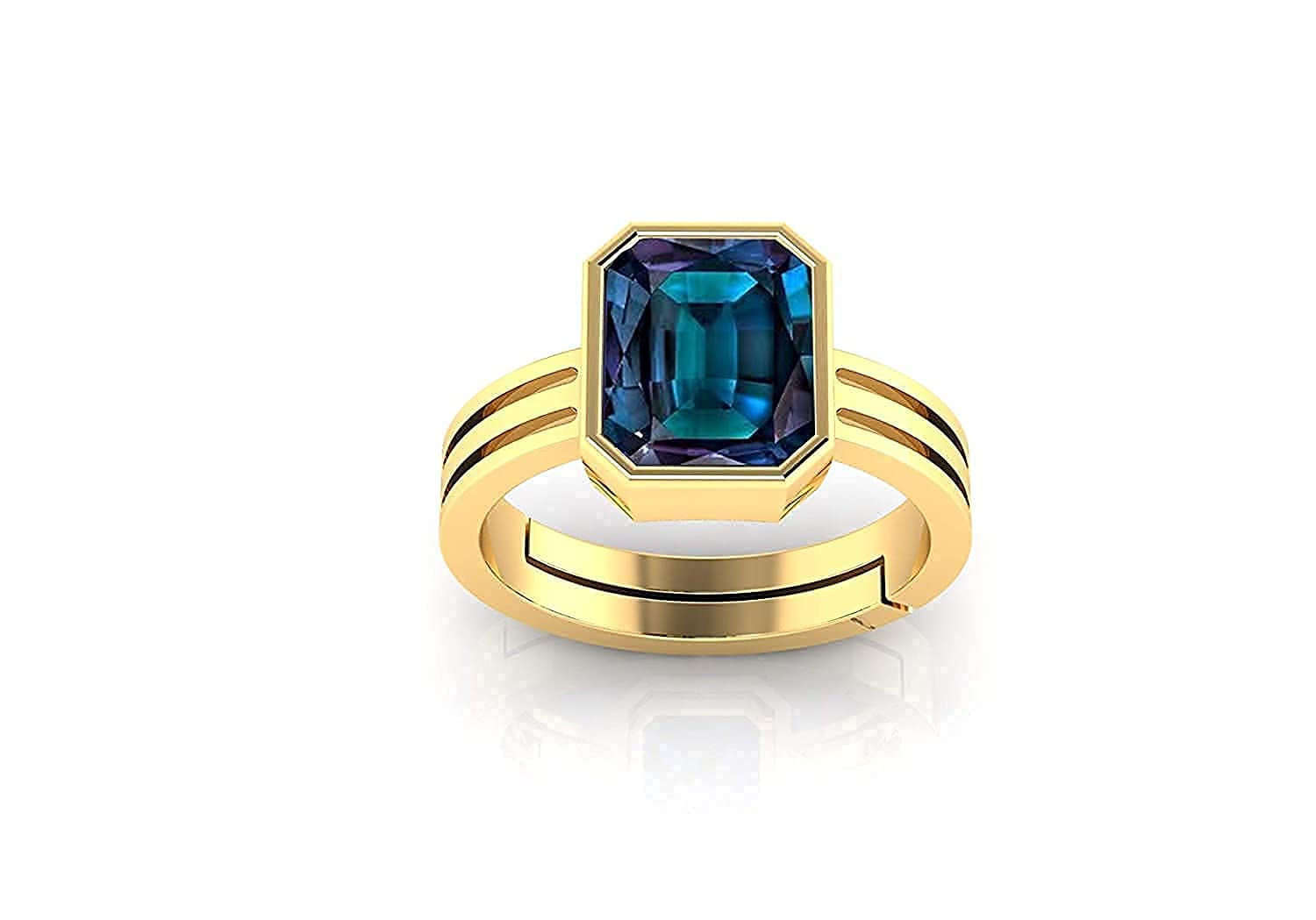 Akshita gemsAkshita gems Certified Unheated Untreatet 8.00 Ratti 7.50 Carat A+ Quality Natural Alexandrite Ring Gold Plated for Women's and Men's(Lab Certified)