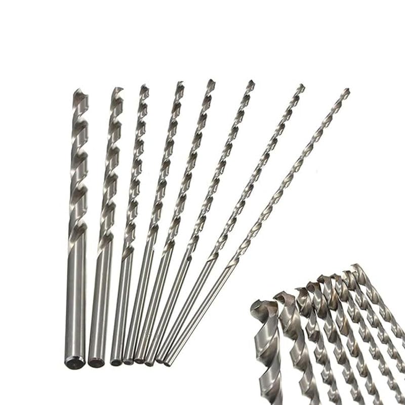 Juego de brocas helicoidales Extra largas de 5/8 Uds., herramienta de taladro de vástago recto de acero de alta velocidad for madera, aluminio, cobre, joyería de plástico, 150/200mm(8Pcs)
