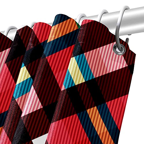 Rideau de douche écossais rose et rouge imperméable taille standard - 6