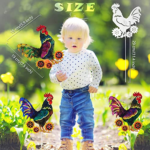 Lingsfire Metal Rooster Yard Decor, 4 Packs Rooster Garden Decor Metal Chicken Yard Art 7.5 Inches Lifelike Rooster Stakes For Garden Patio Lawn Yard Decorations #TOP2