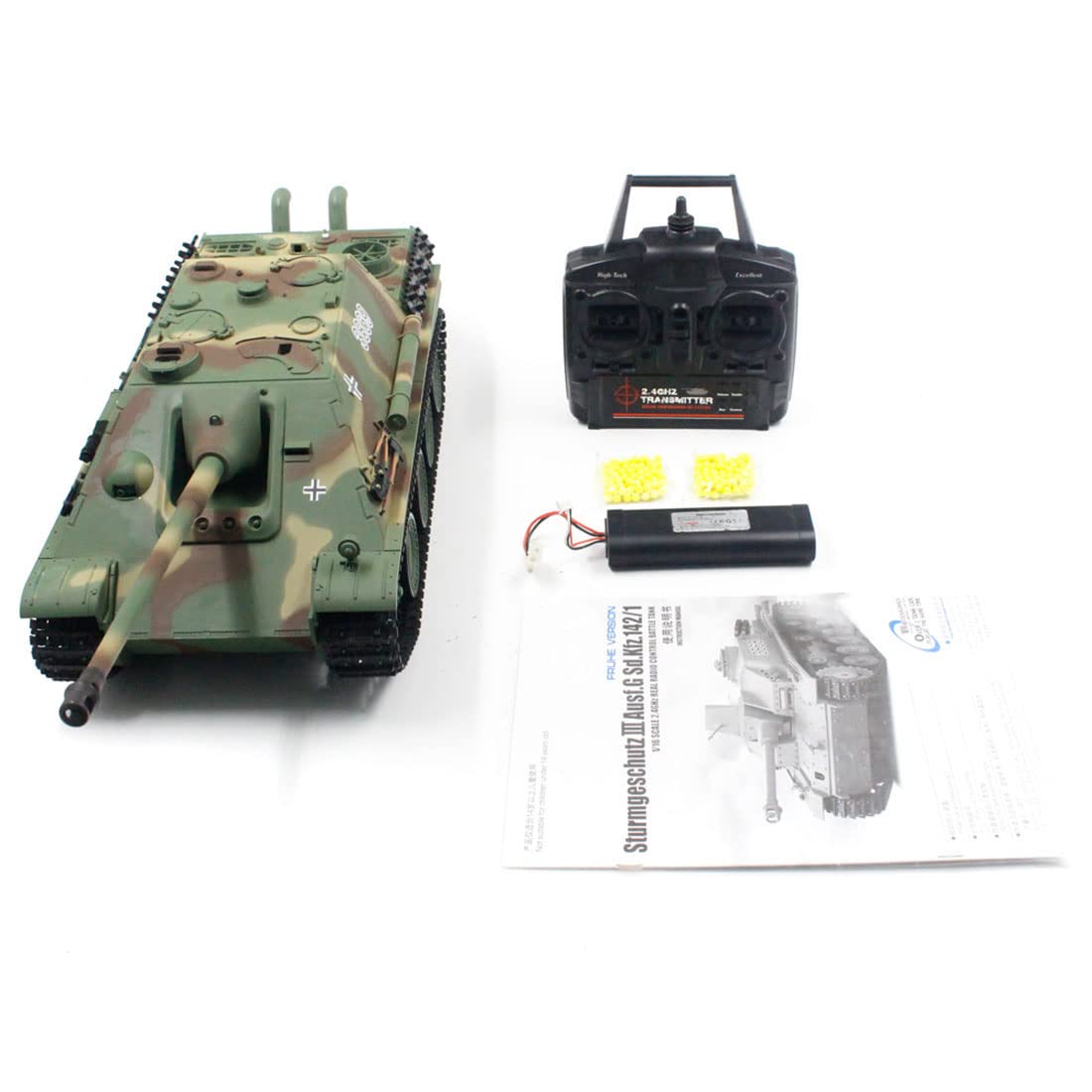 YUTT Carri armati RC per adulti, 1/16 2,4 G RC tedesco Jagdpanther Tank Destroyer modello di veicolo giocattoli regali con luci suoni (versione base/verde mimetico)