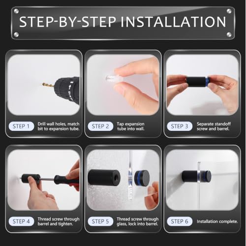 Image of Pelopy 12 Pcs Sign Standoff Screws Advertising Screws Stainless Steel Wall Standoff Mounts Glass Acrylic Nail (1 x 2 Inch,Black)