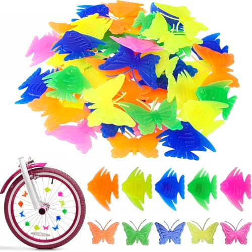 Canollo 26 piezas de coloridos peces y mariposas para radios de bicicleta, accesorios para radios de bicicleta para niños, accesorios para radios de bicicleta, decoración para niños y niñas
