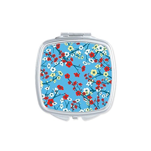 Miroir de poche sakura motif illustration japonaise carrée compact pour retouches