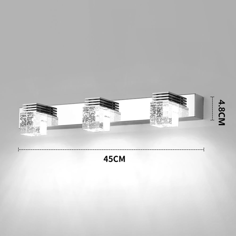 Mengjay Lámpara de Pared Led,Aplique de pared Moderno Interior,Aplique Espejo Baño LED,Espejo Iluminación para Salón, Pasillo, Estar,Comedor, Cromo (6000K, 3 cabezas)