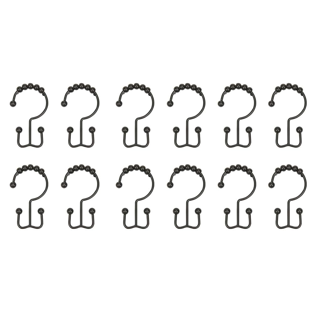 CTRLZS 12 Piece Shower Curtain Hook Ring Suitable for Bathroom Shower Curtain Rod Black