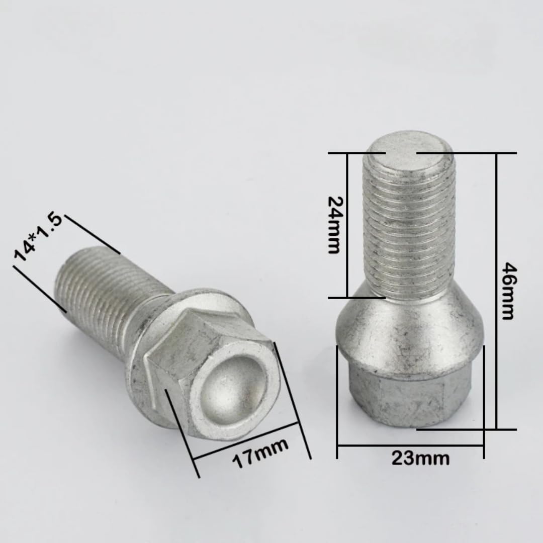 Bulloni delle Ruote per MG 5ZS Pilot 6HS Sharp, bulloni Ruota M14x1,5 esagonali da 17 mm, Lunghezza Filettatura 46 mm, Lunghezza Filettatura 24 mm