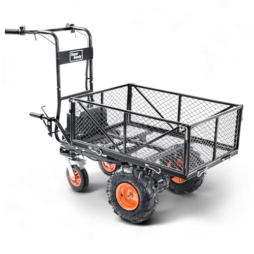 SuperHandy Utility Service Cart Power Wagon Wheelbarrow Electric 48V DC Li-Ion Powered 660Lbs Load and 1000Lbs+ Hauling Capacity Farm and Garden All Purpose Modular Cargo Bed