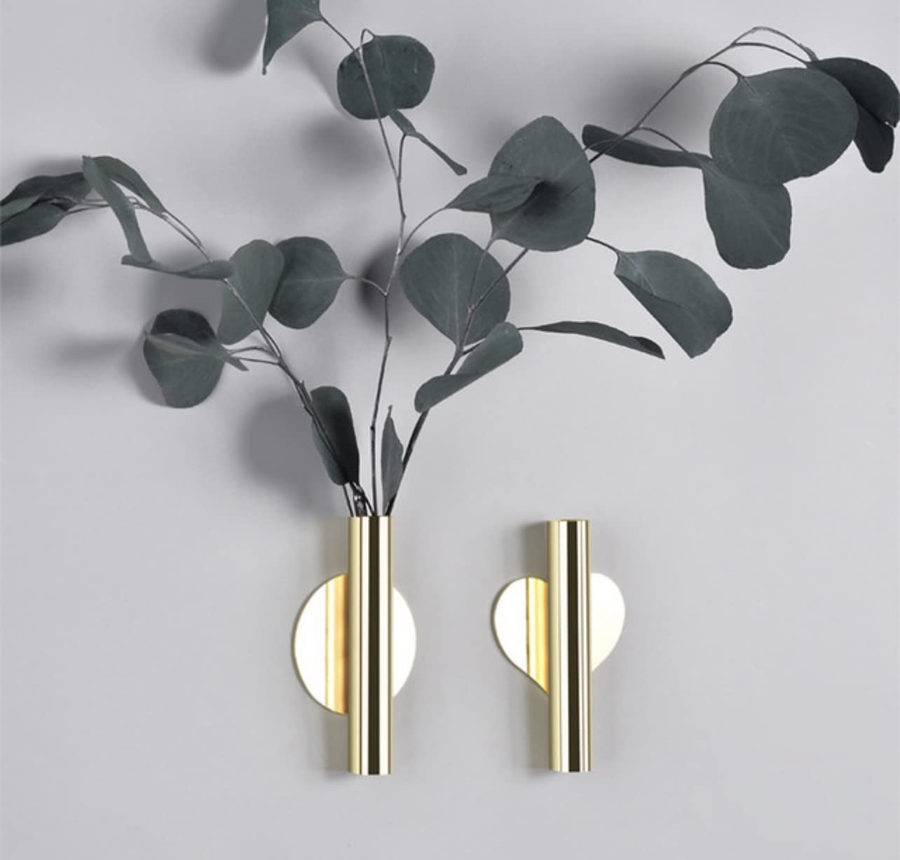 AGAAS ENTERPRISES Golden Pack of 1 Pics Solid Cylindrical Metal Wall Hanging Vase Golden Metal Holder Flowerpot Home Decoration for Livingroom-image-35