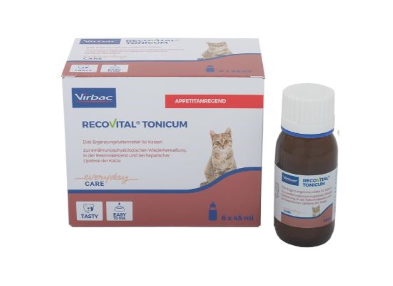 Virbac RecoVital Tonicum Katze | 6 x 45 ml | Flüssiges Diät-Ergänzungsfuttermittel für Katzen | Zur ernährungsphysiologischen Wiederherstellung und in der Rekonvaleszenz