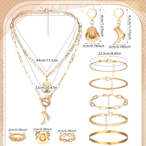 Image of Ecally Bohemian Western Jewelry Turquoise Set Women Country Pendant Long Choker Layered Bracelets Earrings Ring for Women